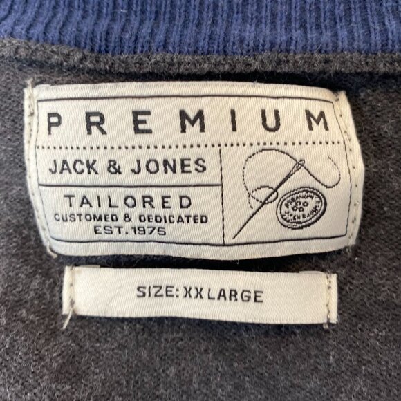 Jack & Jones Mens Cardigan Sweater Size XXL Premium Gray Button Up Knit Casual - Picture 2 of 5